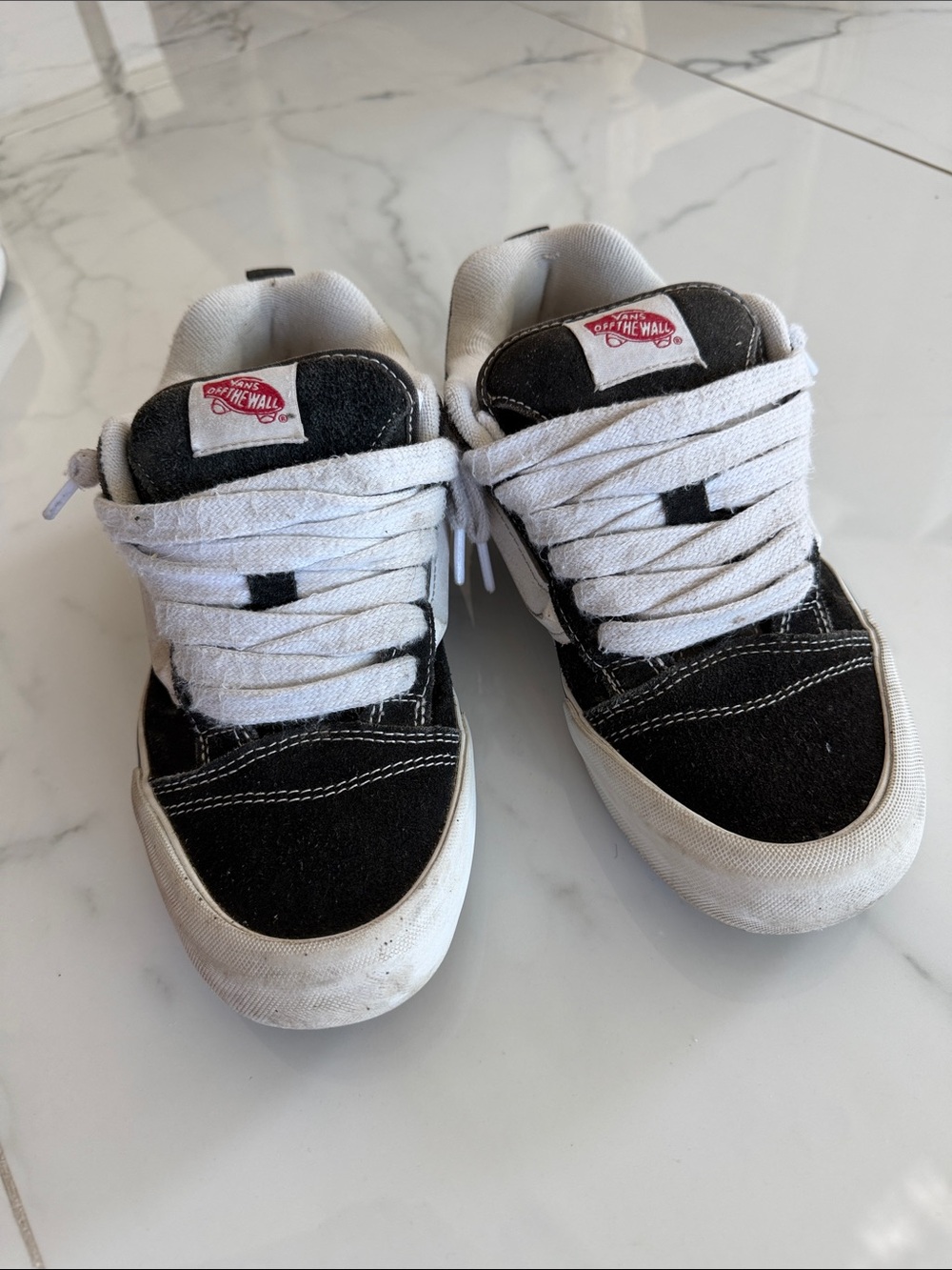 Vans Mens Black and White Low-Top Skate Knu Skool Retro